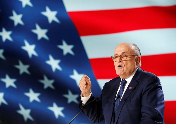 Rudy Giuliani in Villepinte, France, in June. “With just days to go until Election Day, the unhinged, radical Left is resorting to angry mob violence and destruction,” he writes in an October GOP fundraising email.