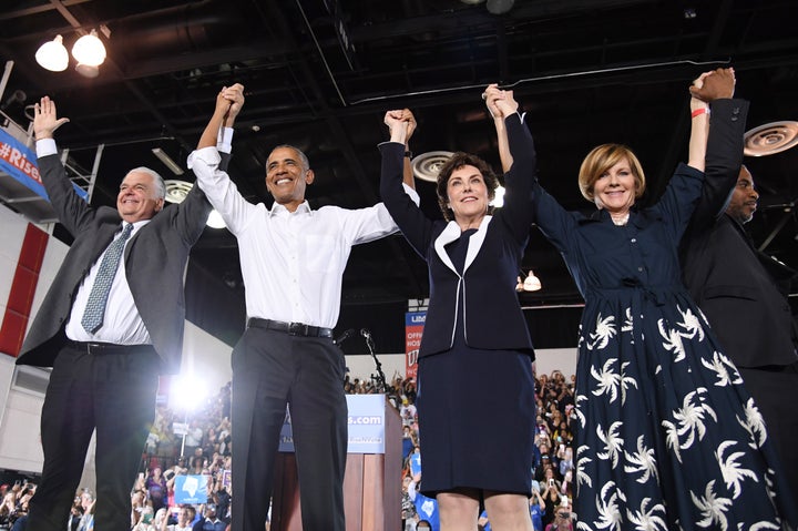 Former President Barack Obama appeared at a rally at the University of Nevada, Las Vegas, on Monday and urged people to