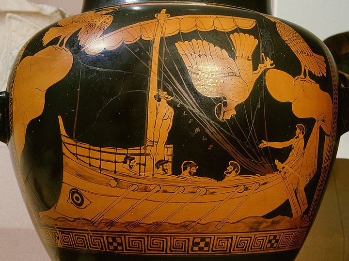 Researchers said such a ship design has only previously been seen on Greek pottery from the time, such as the Siren Vase in the British Museum