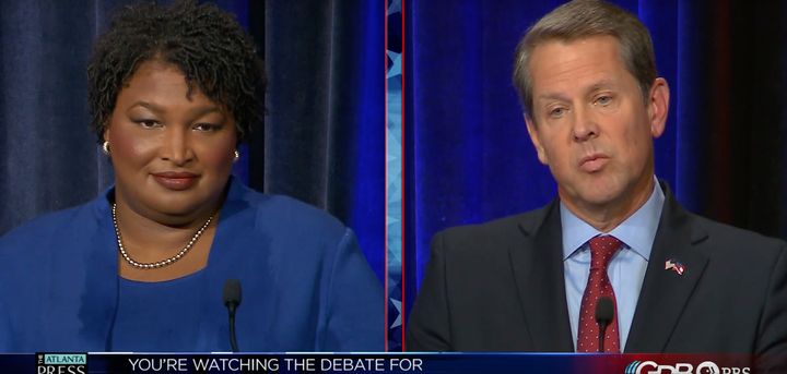 Georgia gubernatorial candidates Stacey Abrams and Brian Kemp spar over voting rights in their first debate.