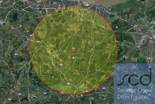 The search radius around the last place Wellgreen was seen 