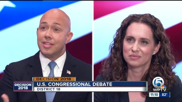 Rep. Brian Mast (R-Fla.) attacked his Democratic opponent, Lauren Baer, as unpatriotic for criticizing U.S. foreign policy in the aftermath of 9/11 and the invasion of Afghanistan.