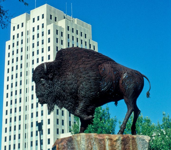 North Dakota's government, including the legislature (there behind the buffalo), has routinely been cited by watchdog groups for an absence of rules on ethics, transparency and oversight.