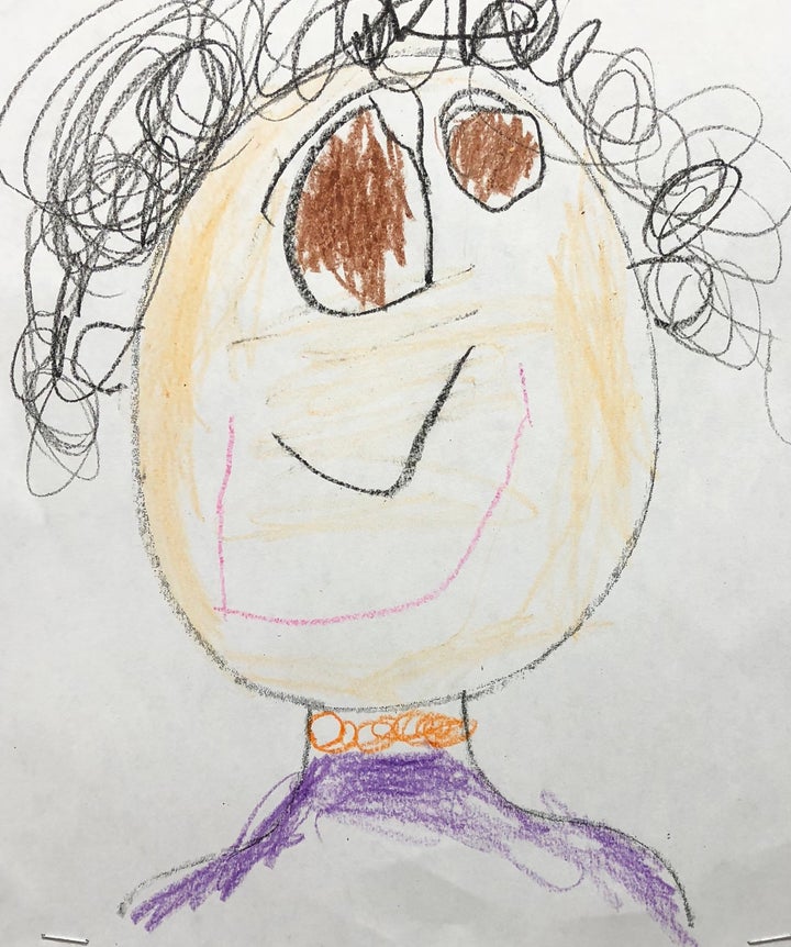 A drawing of Ally Henny created by her daughter using a "flesh"-colored crayon.