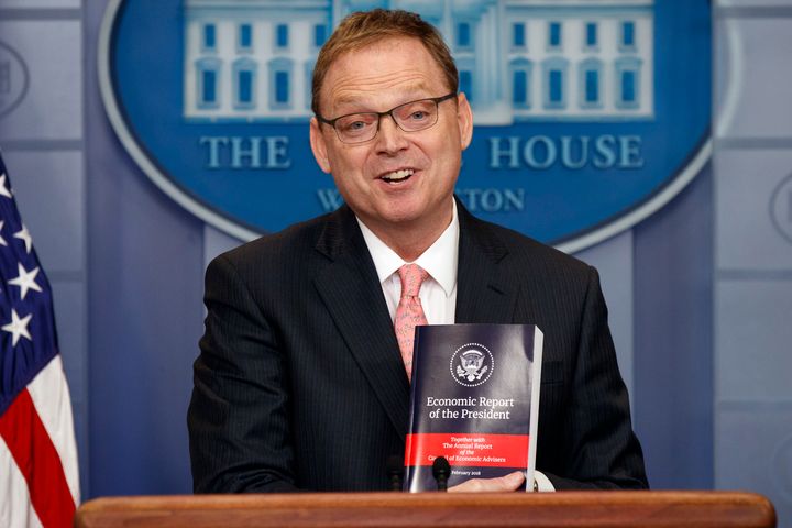 President Donald Trump told reporters to ask Kevin Hassett, his chief economic adviser, about the new tax cut. Hassett said it was something only Trump had talked about.