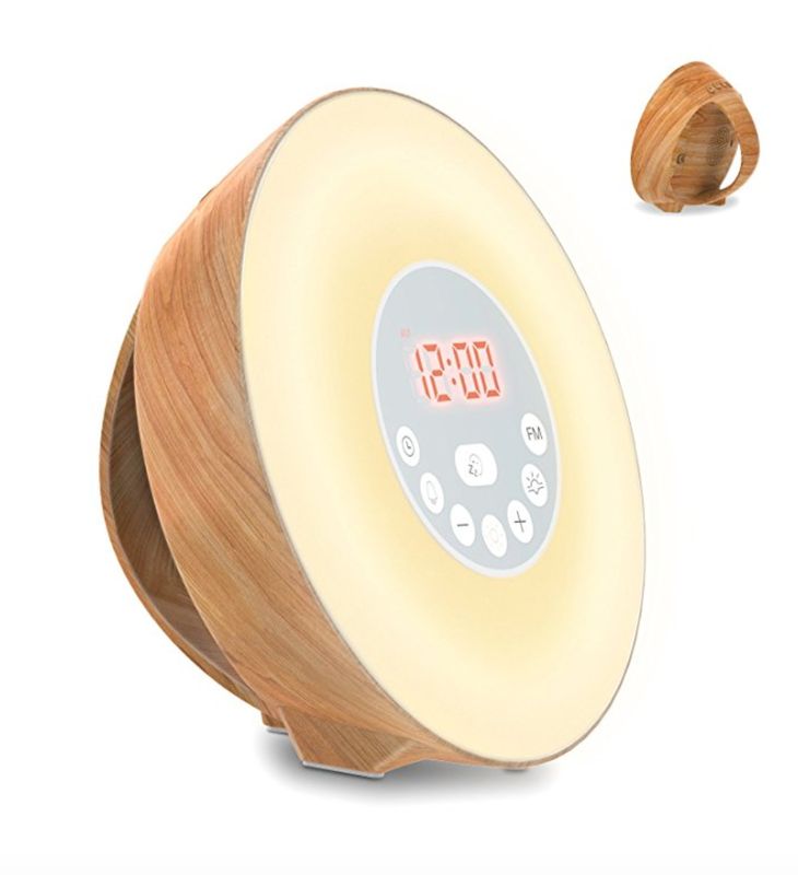 We love the wood finish on this alarm clock, although there is something of a trade off with the huge display.If the light isn't enough to stir you, you can switch on the natural sounds of birds, waves or forest to immerse you in nature &ndash; as well as sunshine &ndash; or an FM radio, if you'd prefer. It also has a multicolour night light for kids (or big kids) and works well as a bedside lamp.The cheapest of our round-up, it's great for those who want a wake up light but not splash too much cash.Coulax, Amazon, &pound;26.99