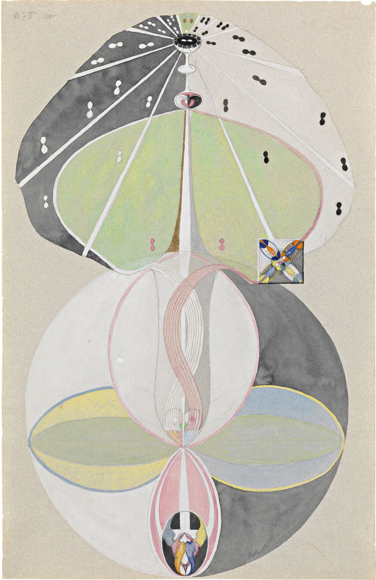 Hilma af Klint's "Tree of Knowledge, No. 5 (Kunskapens träd, nr 5)," 1915.