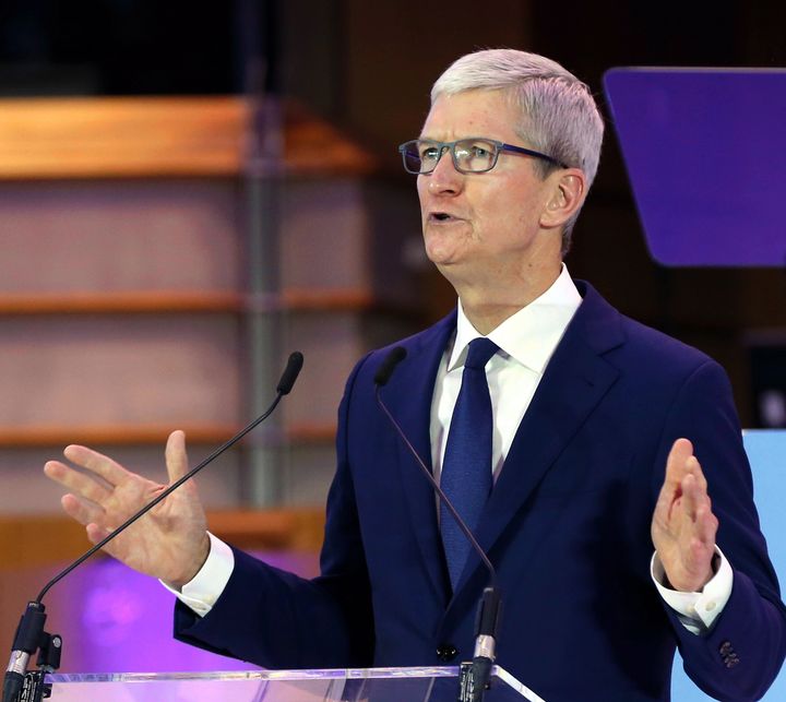 Tim Cook, chief executive of Apple, addressing the International Conference of Data Protection and Privacy Commissioners in Brussels.
