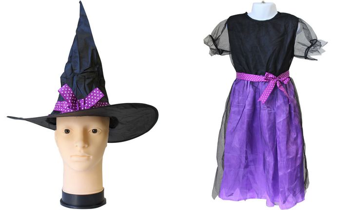 Unbranded purple witch costume bough from eBay. 