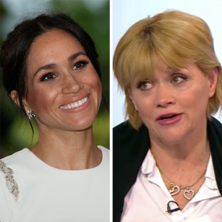Meghan Markle in Tonga (L) and Samantha Grant (R). 