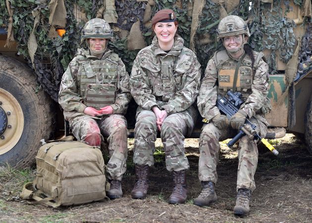 Members of the Armed Forces at a land power demonstration on Salisbury Plain on Thursday 