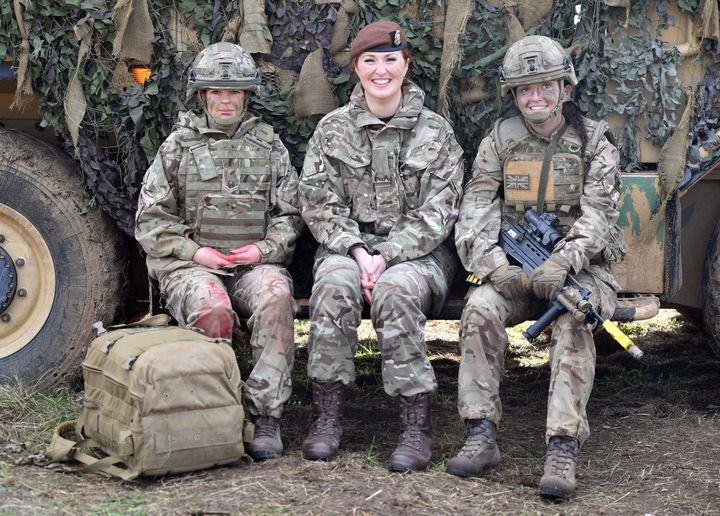 Members of the Armed Forces at a land power demonstration on Salisbury Plain on Thursday 