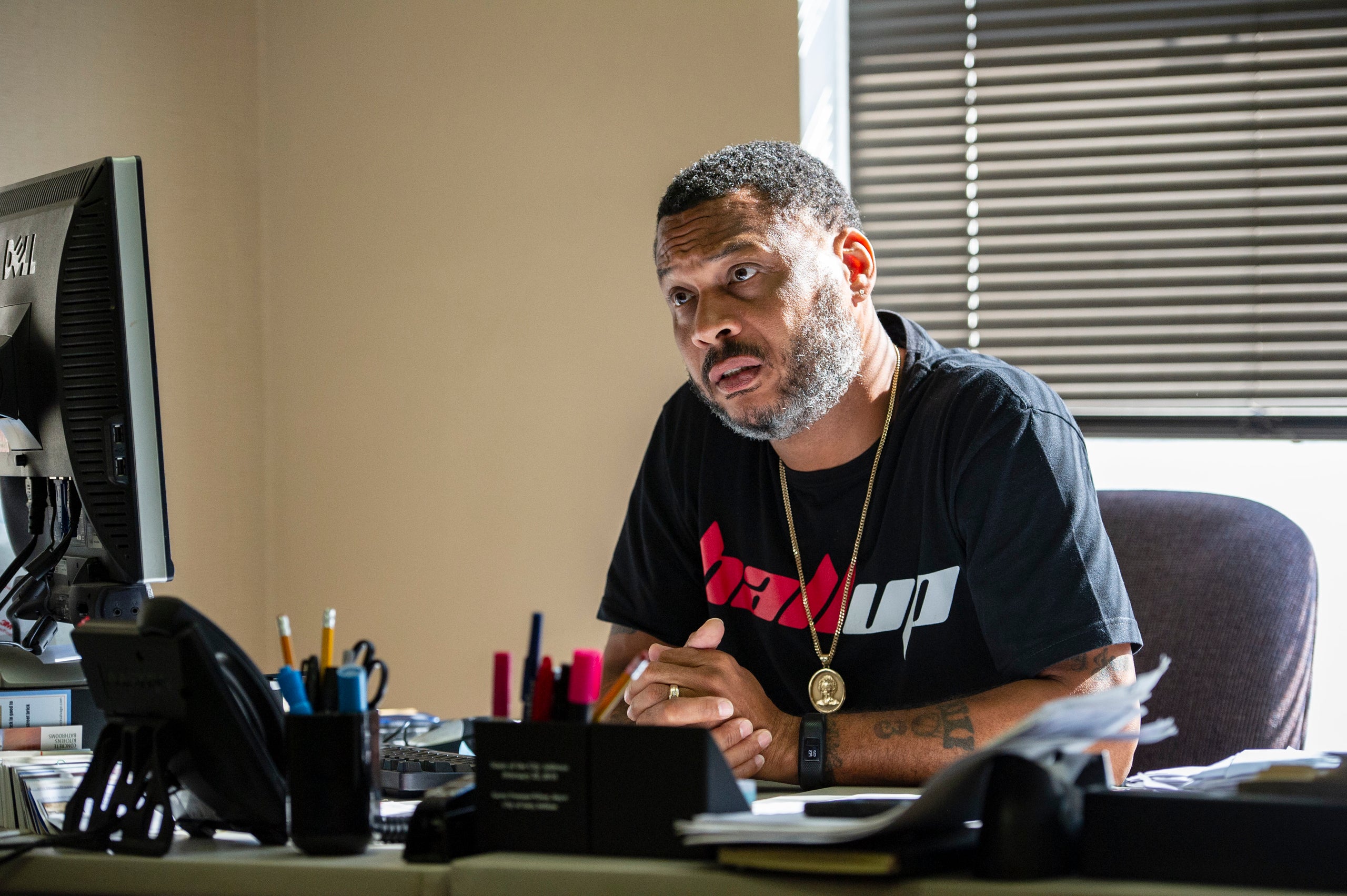 Cedric Kuykendall, the city's demolitions coordinator, talks in his office in downtown Gary.