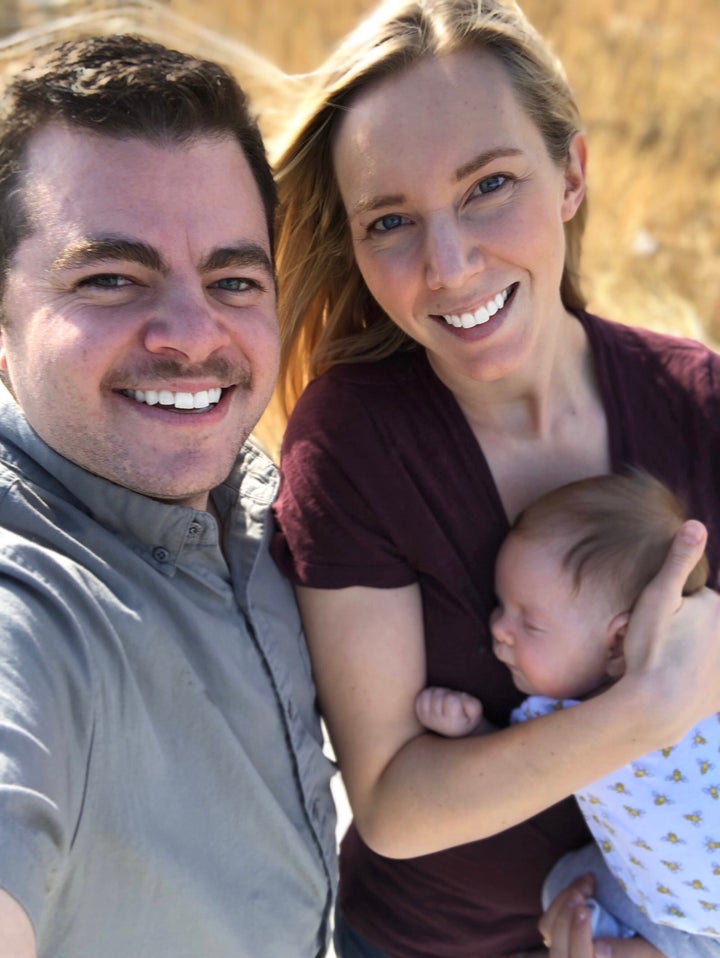 Cass and Cammie Daniels with their newborn daughter, Reece. 