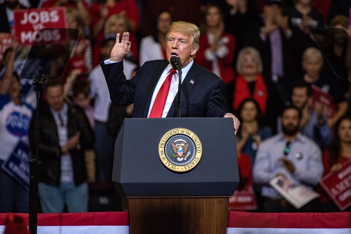 President Donald Trump speaks during a campaign rally in Houston, Texas, on Oct. 22, 2018. Trump called himself a "nationalist" at the rally as he appealed to Texas Republicans to help the party keep control of Congress.