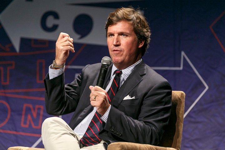 Fox News host Tucker Carlson (above) talked about racism, the Republican Party and President Donald Trump in an interview wit