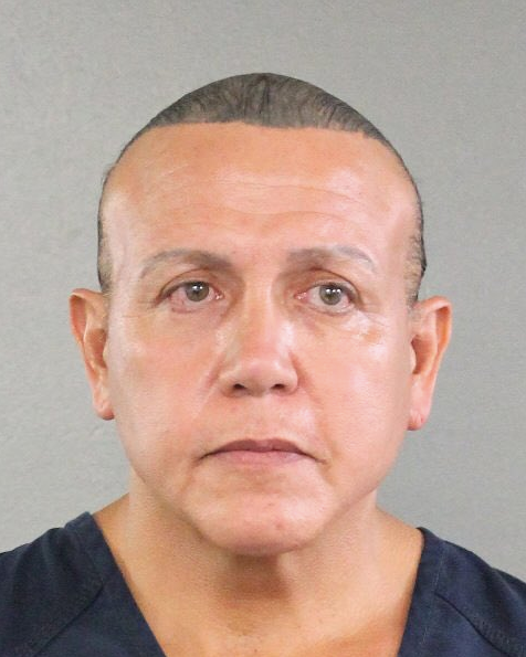 A mugshot of Cesar Sayoc, who is accused of sending suspicious packages and pipe bombs to various prominent Democrats.