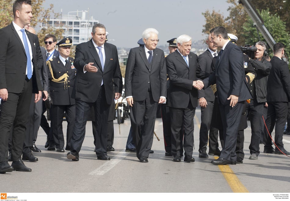Στρατιωτική παρέλαση στη Θεσσαλονίκη, Ο Προκόπης Παυλόπουλος με τον Ιταλό Σέρτζιο Ματαρέλα