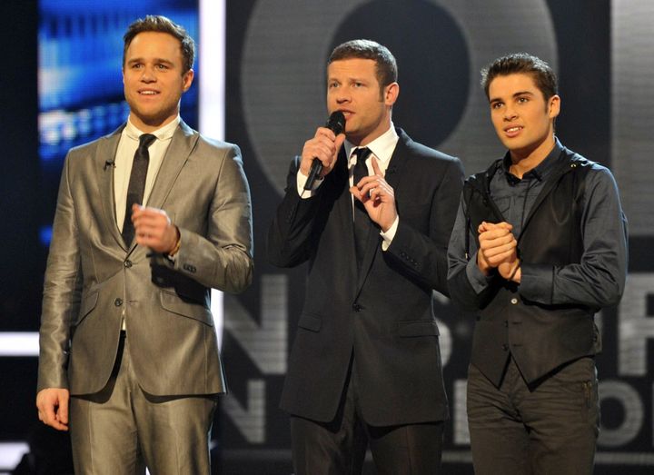 Olly Murs and Joe McElderry during the 2009 'X Factor' final