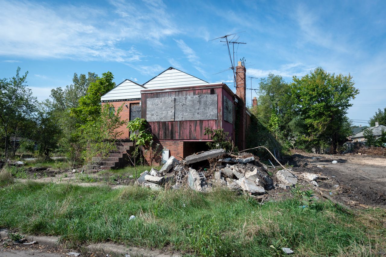 Many homes like this have been abandoned within the city.
