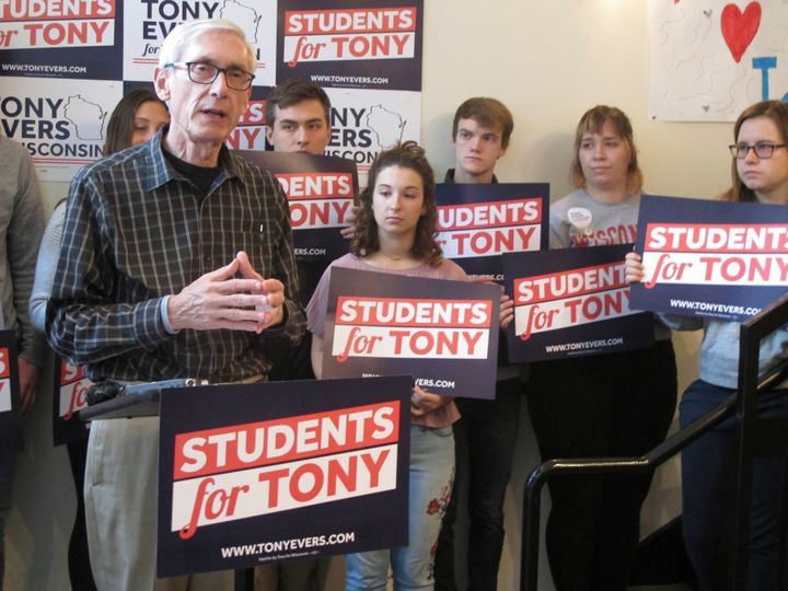 State Superintendent Tony Evers won a crowded Democratic primary, topping two younger contenders.