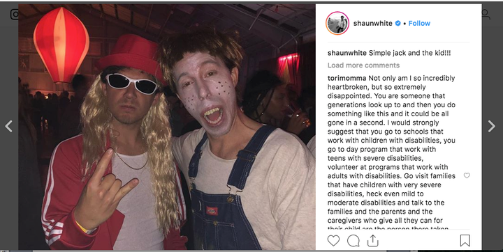 One Instagram commenter said they were "incredibly heartbroken" by White's choice of Halloween costume.