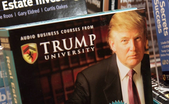 Copies of the Trump University's <i>How to Build Wealth</i>&nbsp;at a Barnes &amp; Noble store in&nbsp;2005 in New York City.