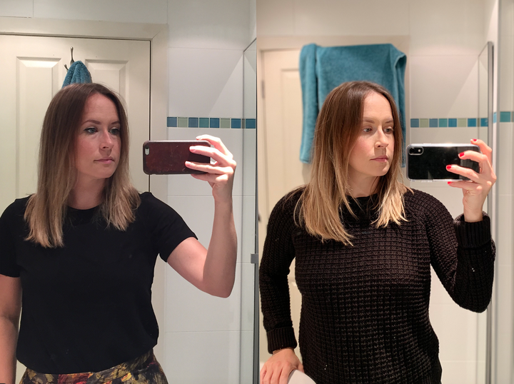 Before and after I switched to shampoo bars (and a new iPhone – hello portrait mode!)