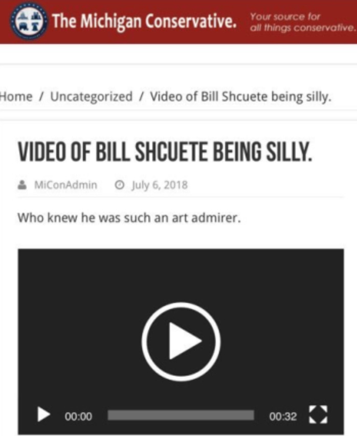 A screengrab of the post that contained a video of Bill Schuette's embarrassing 1989 interaction with a woman on a news crew.