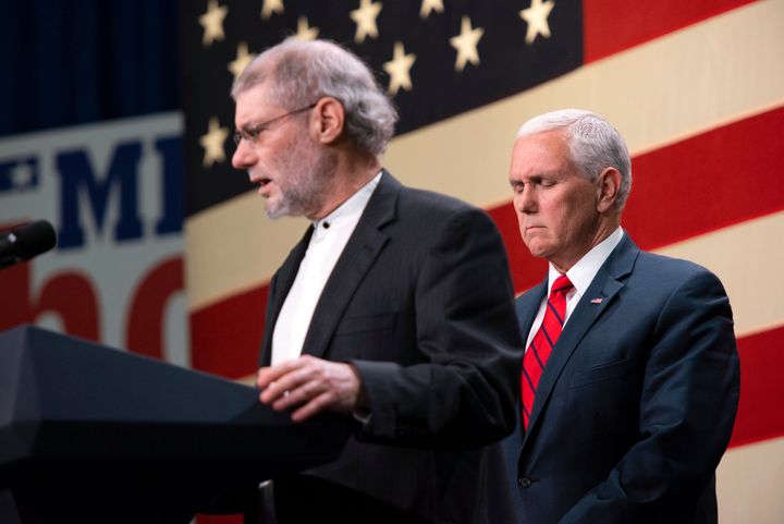 Messianic rabbi Loren Jacobs with Vice President Mike Pence.