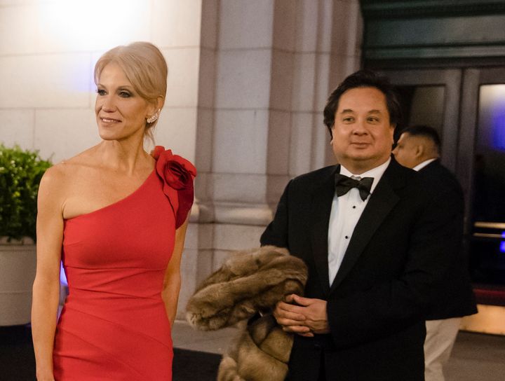 George Conway, right, has been a frequent critic of the president. His wife Kellyanne Conway, left, works in the White House.