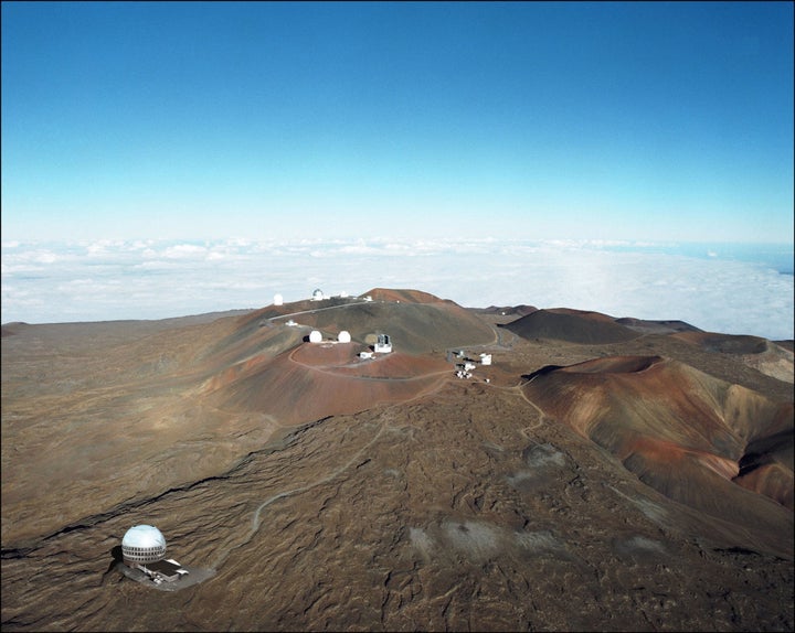 This illustration provided by Thirty Meter Telescope (TMT) shows the proposed giant telescope on Mauna Kea.