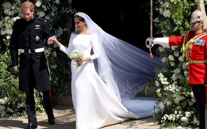 Prince Harry and Meghan Markle leave St. George's Chapel on May 19th. 