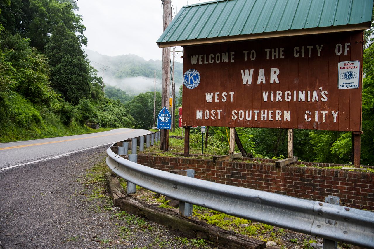 The decline of coal production started a downward spiral in War, West Virginia.