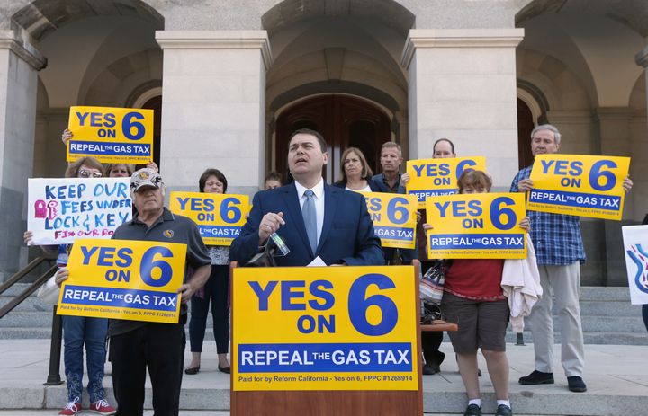 Prop. 6 supporters say the money for road repairs shouldn't be paid for by additional taxes.