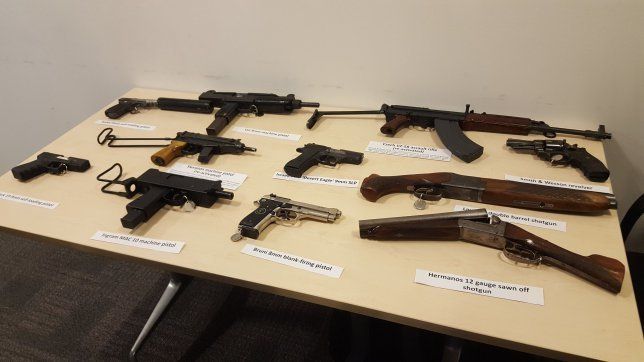 Guns seized by the National Crime Agency in London earlier this year.