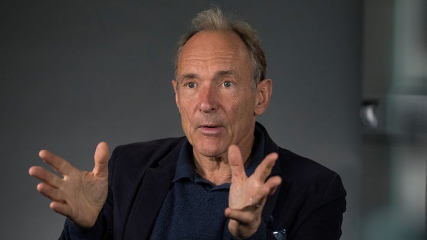 World Wide Web founder Tim Berners-Lee speaks during an interview ahead of a speech at the Mozilla Festival 2018 in London, Britain October 27, 2018. Picture taken October 27, 2018. REUTERS/Simon Dawson