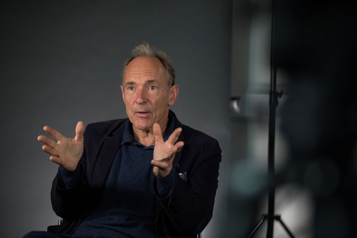 World Wide Web founder Tim Berners-Lee speaks during an interview ahead of a speech at the Mozilla Festival 2018 in London, Britain, on October 27, 2018. (REUTERS/Simon Dawson)