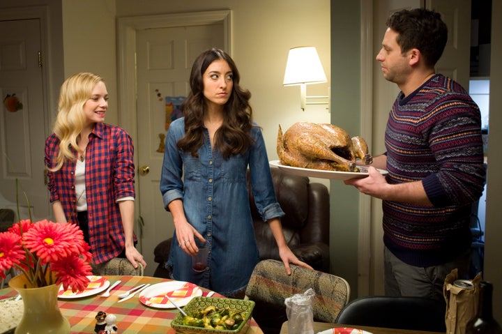 From left: Caitlin Mehner, Jenna Laurenzo and Davram Stiefler star in "Lez Bomb," out Nov. 9.