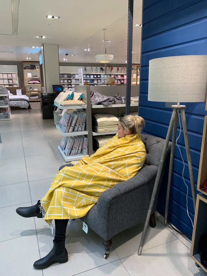 Making myself comfortable in John Lewis.