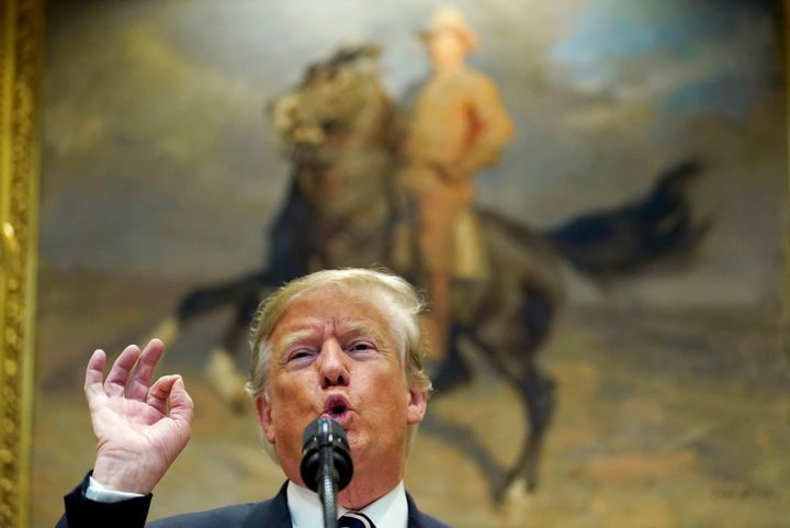 U.S. President Donald Trump delivers remarks on immigration and border security in the Roosevelt Room of the White House in Washington