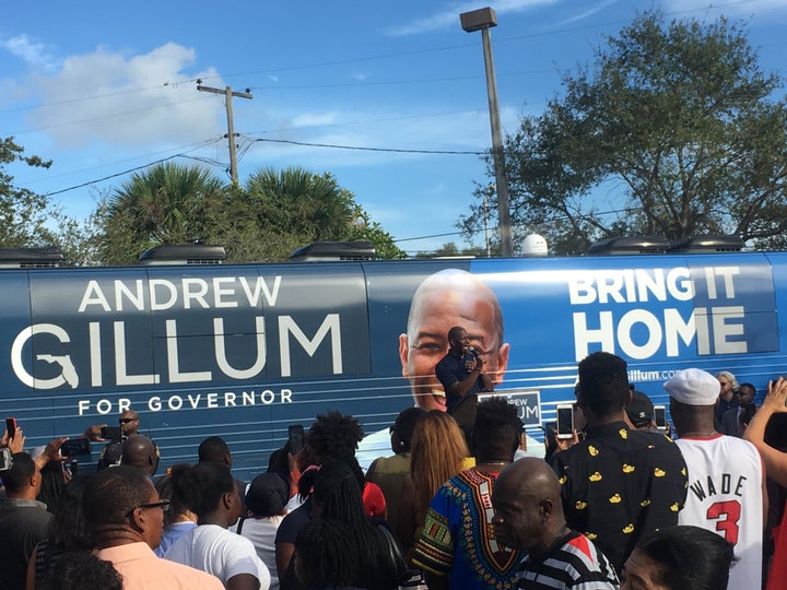 Democratic Florida gubernatorial candidate Andrew Gillum tells his supporters that the best way to respond to his GOP opponent, Rep. Ron DeSantis, and President Donald Trump is to vote against them.