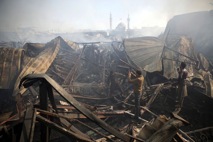 A fire devastated an electronic appliances market in Kabul, Afghanistan on Friday,