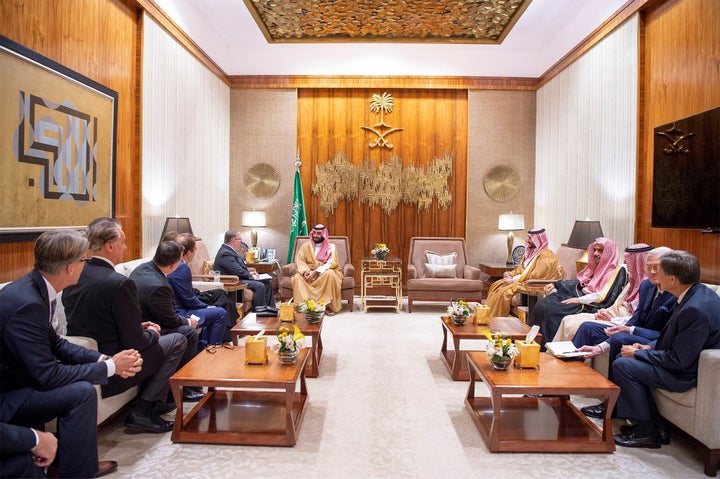 Saudi Crown Prince Mohammed bin Salman meets with American evangelical Christian leaders on November 1, 2018. 