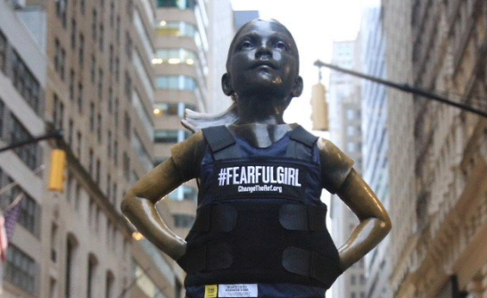 The "Fearless Girl" became a "Fearful Girl" on Friday morning.