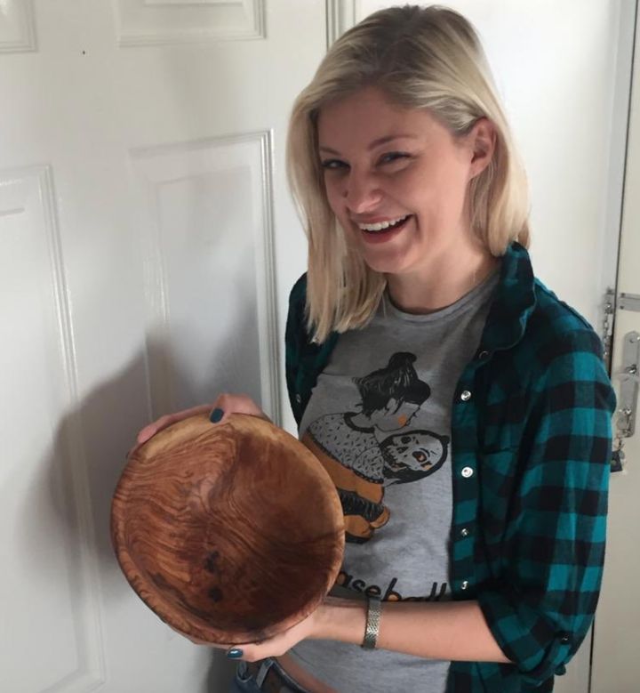 Lyndsey and her new bowl. 