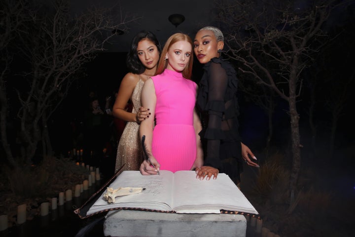 Actors Adeline Rudolph, Abigail Cowe and Tati Gabrielle at the premiere event. 