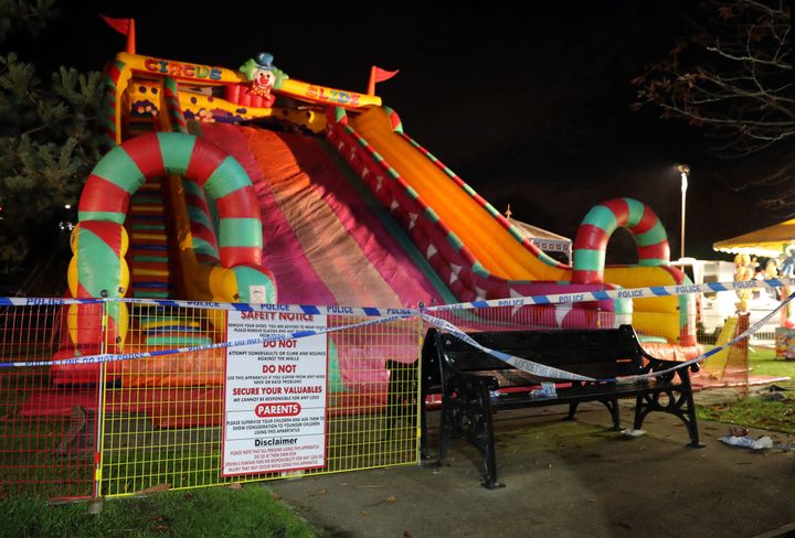 Barriers were erected around the slide later on Saturday night.