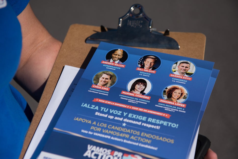 An information sheet showing political candidates in Florida.