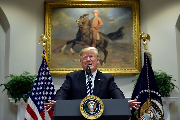President Donald Trump described a caravan of Central American migrants as an "invasion" during a press conference at the White House on Nov. 1.